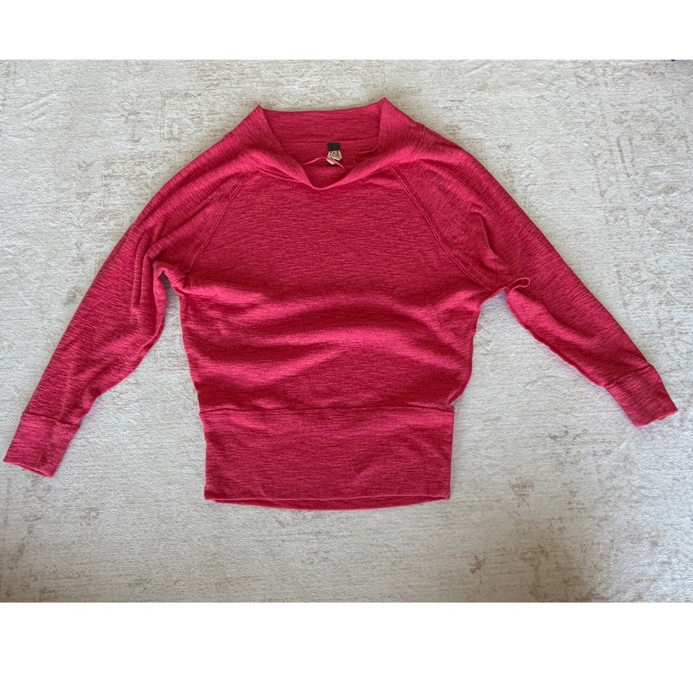 We The Free Free People Pink Dolman Sleeve Banded Hem Slub Knit Top XS